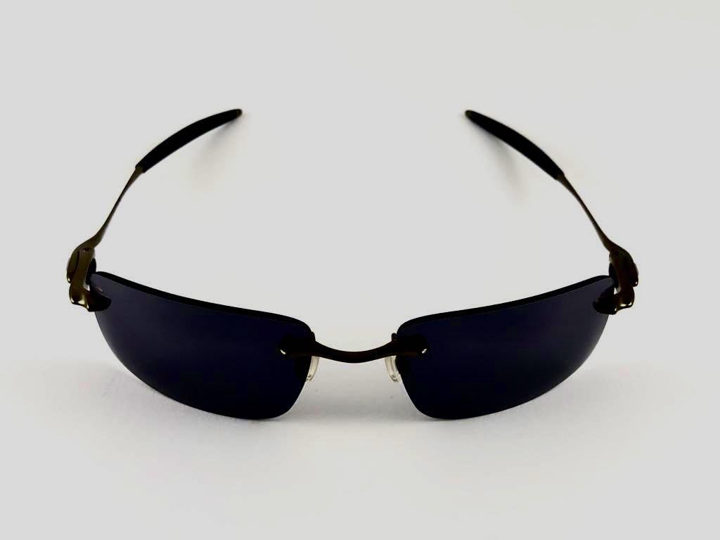 New Vintage Oakley Why 3 Titanium Rimless Black Iridium Lens 2001 Sunglasses 3