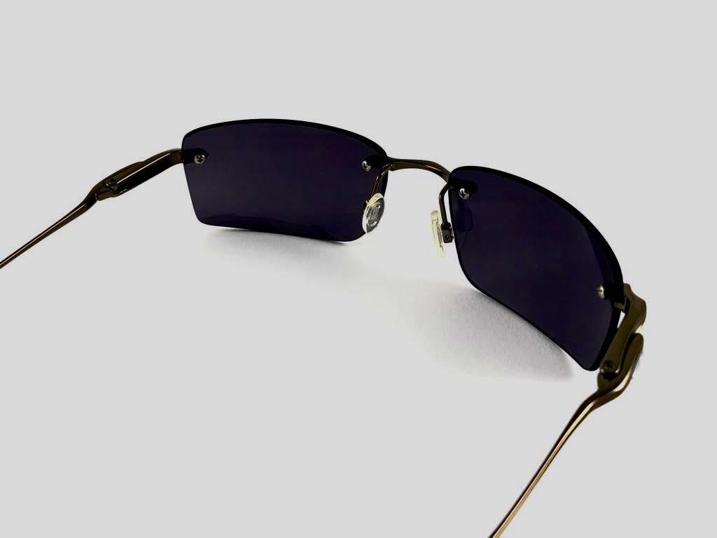 New Vintage Oakley Why 3 Titanium Rimless Black Iridium Lens 2001 Sunglasses 6