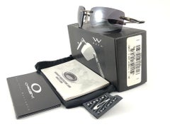 New Vintage Oakley Why 3 Titanium Rimless Black Iridium Lens 2001 Sunglasses