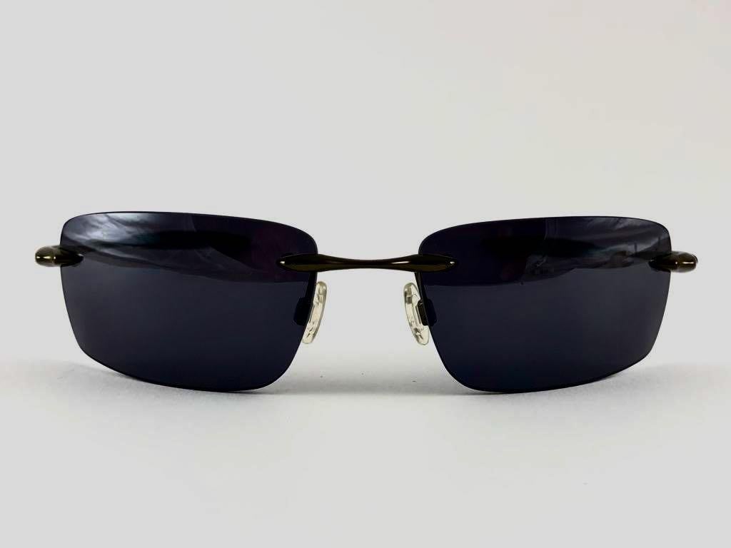 Women's or Men's New Vintage Oakley Why 3 Titanium Rimless Black Iridium Lens 2001 Sunglasses