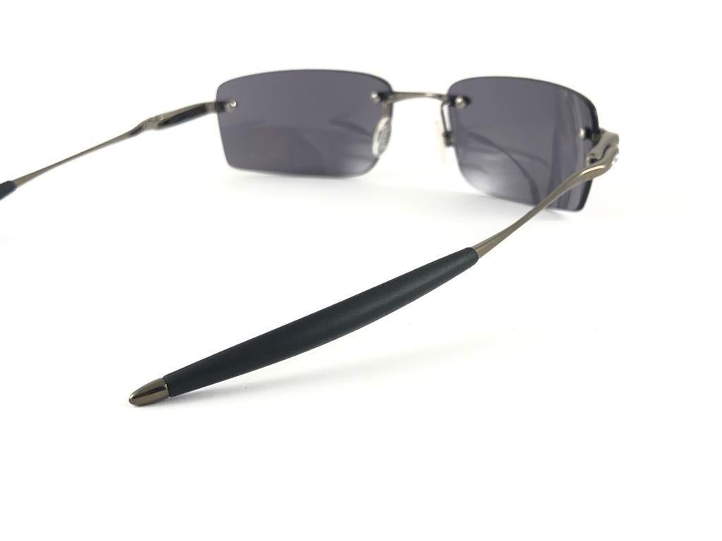 New Vintage Oakley Why 3 Titanium Rimless Black Iridium Lens 2001 Sunglasses 1