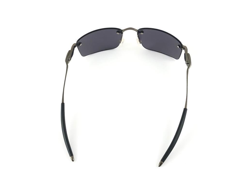 New Vintage Oakley Why 3 Titanium Rimless Black Iridium Lens 2001 Sunglasses 2
