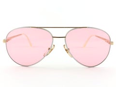 New Vintage Omega Aviator White & Gold Sunglasses 1980's Made in Belgium