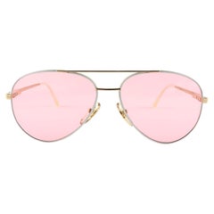Omega - Lunettes de soleil vintage Aviator blanches et dorées, fabriquées en Belgique, années 1980, état neuf