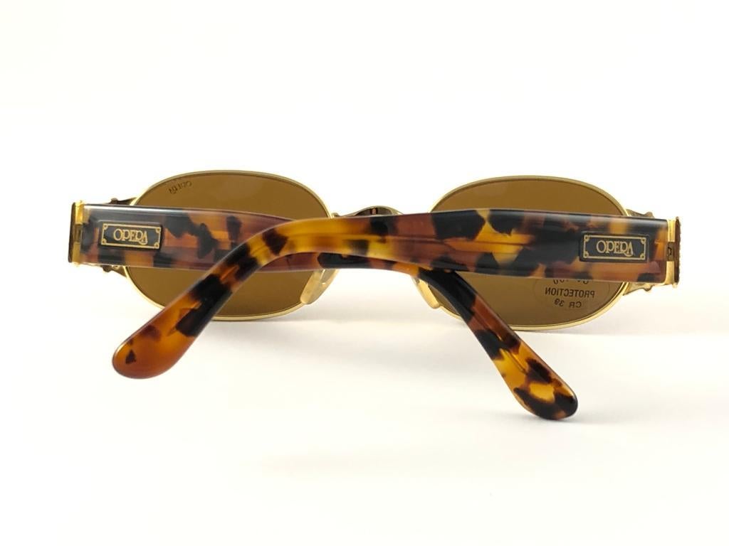 New Vintage Opera op138 Oval Tortoise & Gold  1990 Sunglasses Made in Italy For Sale 3