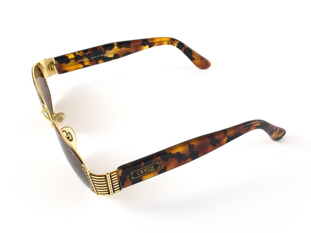Brown New Vintage Opera op138 Oval Tortoise & Gold  1990 Sunglasses Made in Italy For Sale