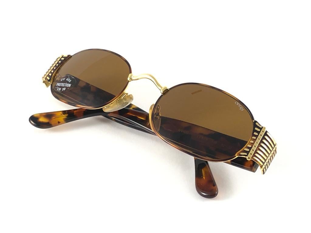 New Vintage Opera op138 Oval Tortoise & Gold  1990 Sunglasses Made in Italy For Sale 2