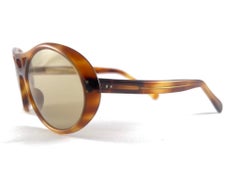 New Vintage Oval Tortoise Light Brown Lenses 60'S France Handmade Sunglasses