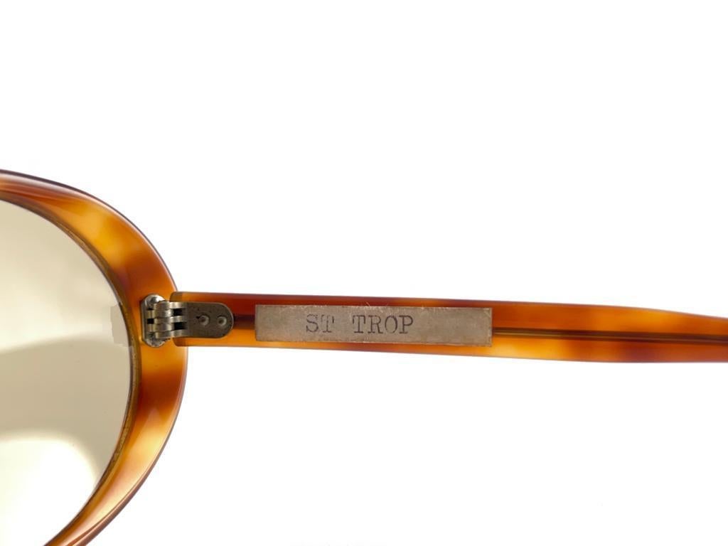 New Vintage Oval Tortoise Light Brown Lenses 60'S France Handmade Sunglasses For Sale 2