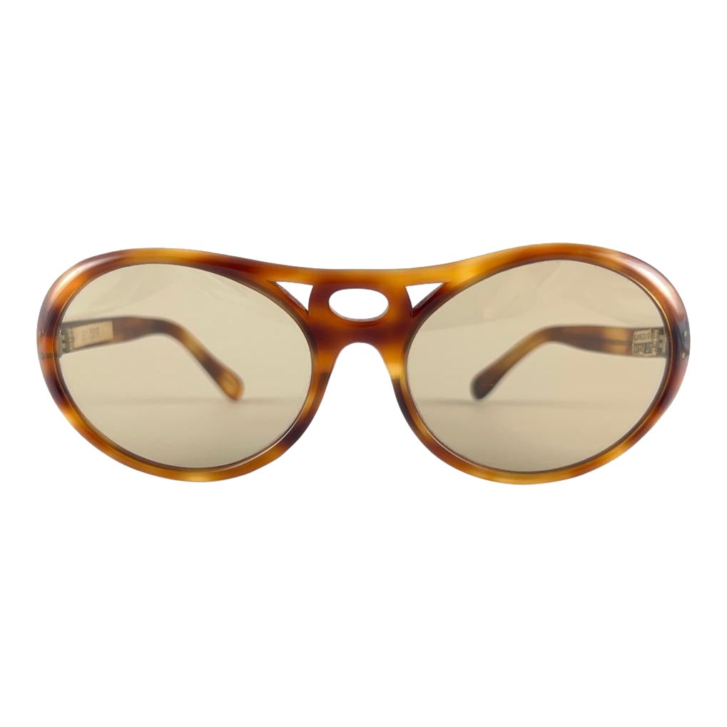 Nuevas gafas de sol Vintage Oval Tortoise Light Brown Lenses 60'S France Handmade