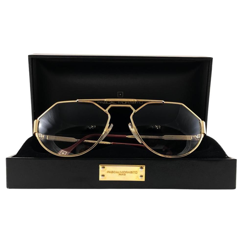 New Vintage Pascal Morabito " Rond Point " Gold 1970 Sunglasses Made in Germany