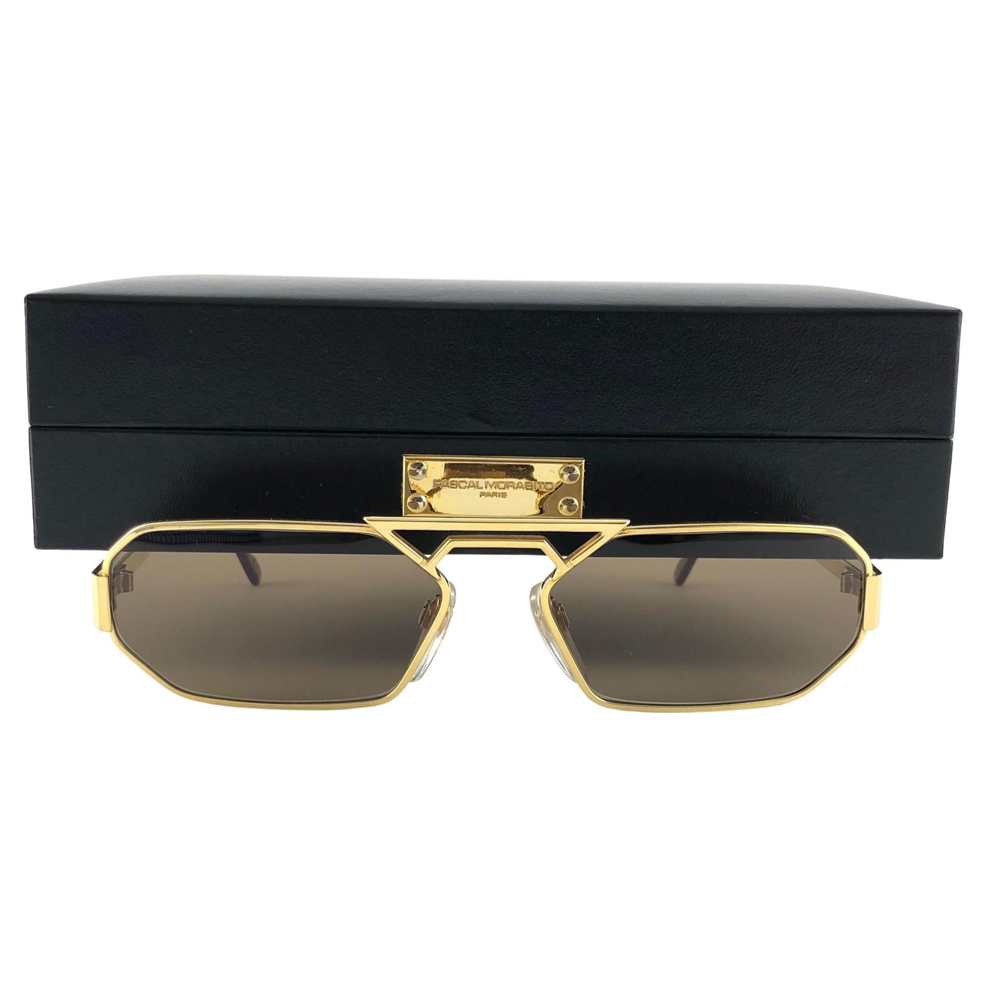 Neu Vintage Pascal Morabito " Slea " Gold 1970 Sonnenbrille Made in Germany im Angebot
