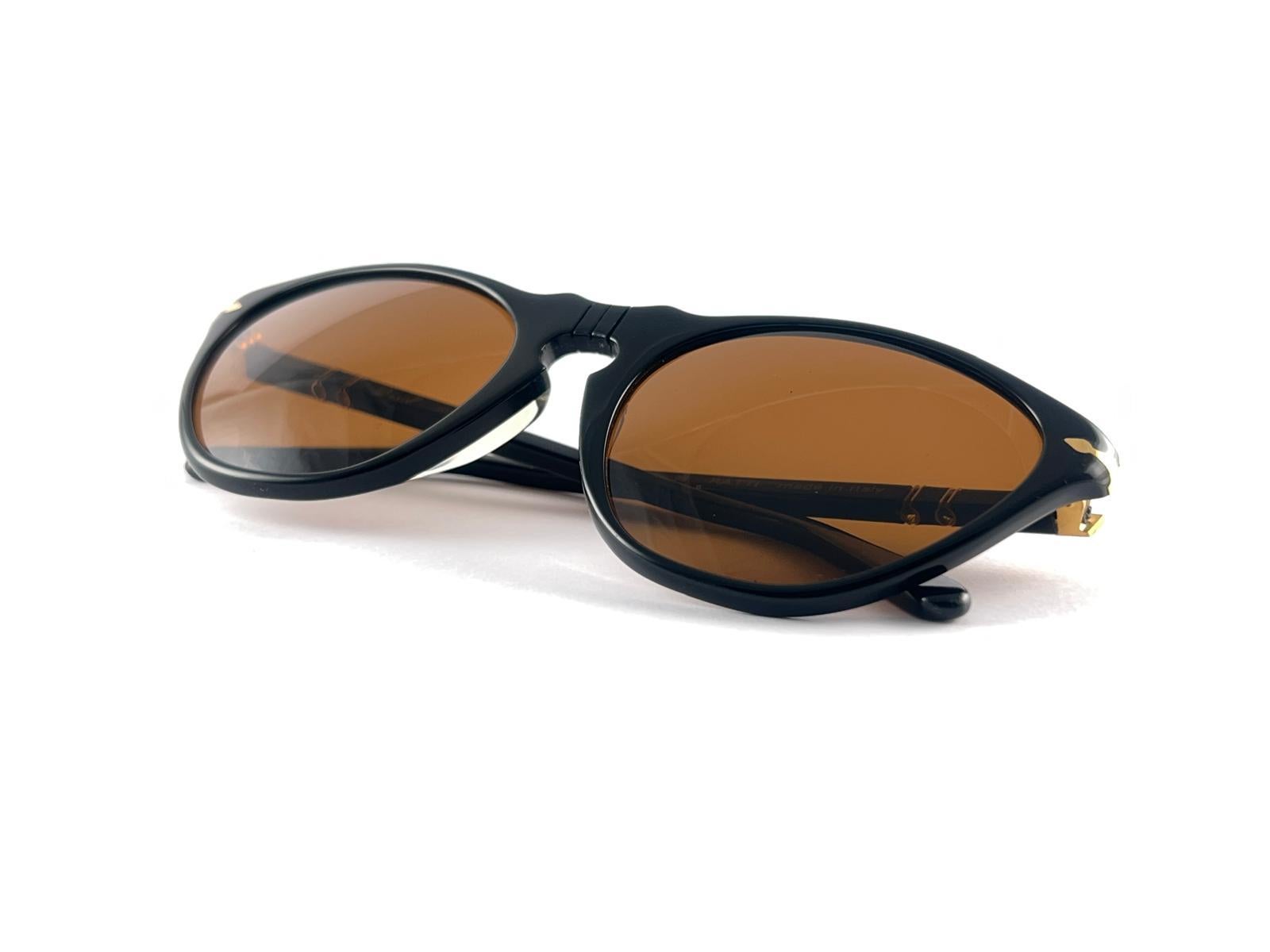 New Vintage Persol By Ratti Cat Eye Black Frame Sunglasses 1960's Made In Italy en vente 9