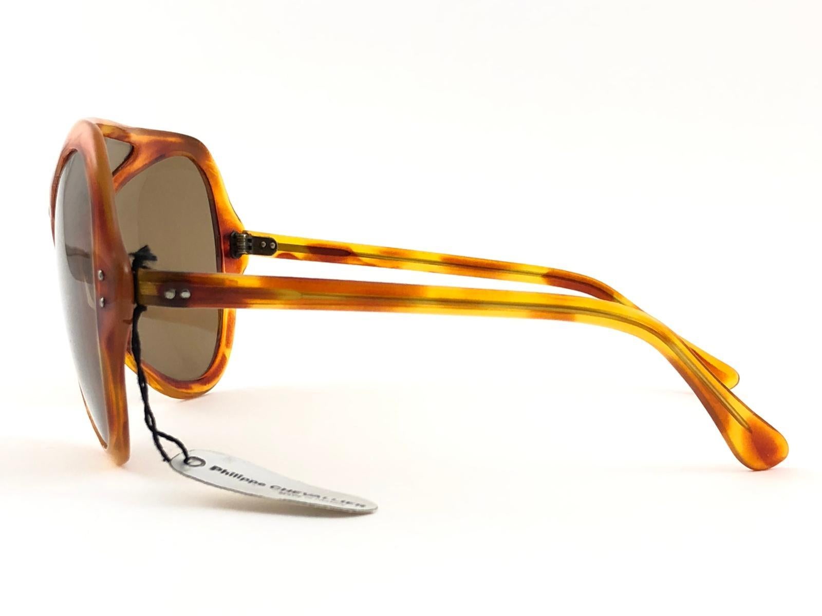 Brown New Vintage Philippe Chevallier III Light Tortoise Miles Davis 1960 Sunglasses For Sale