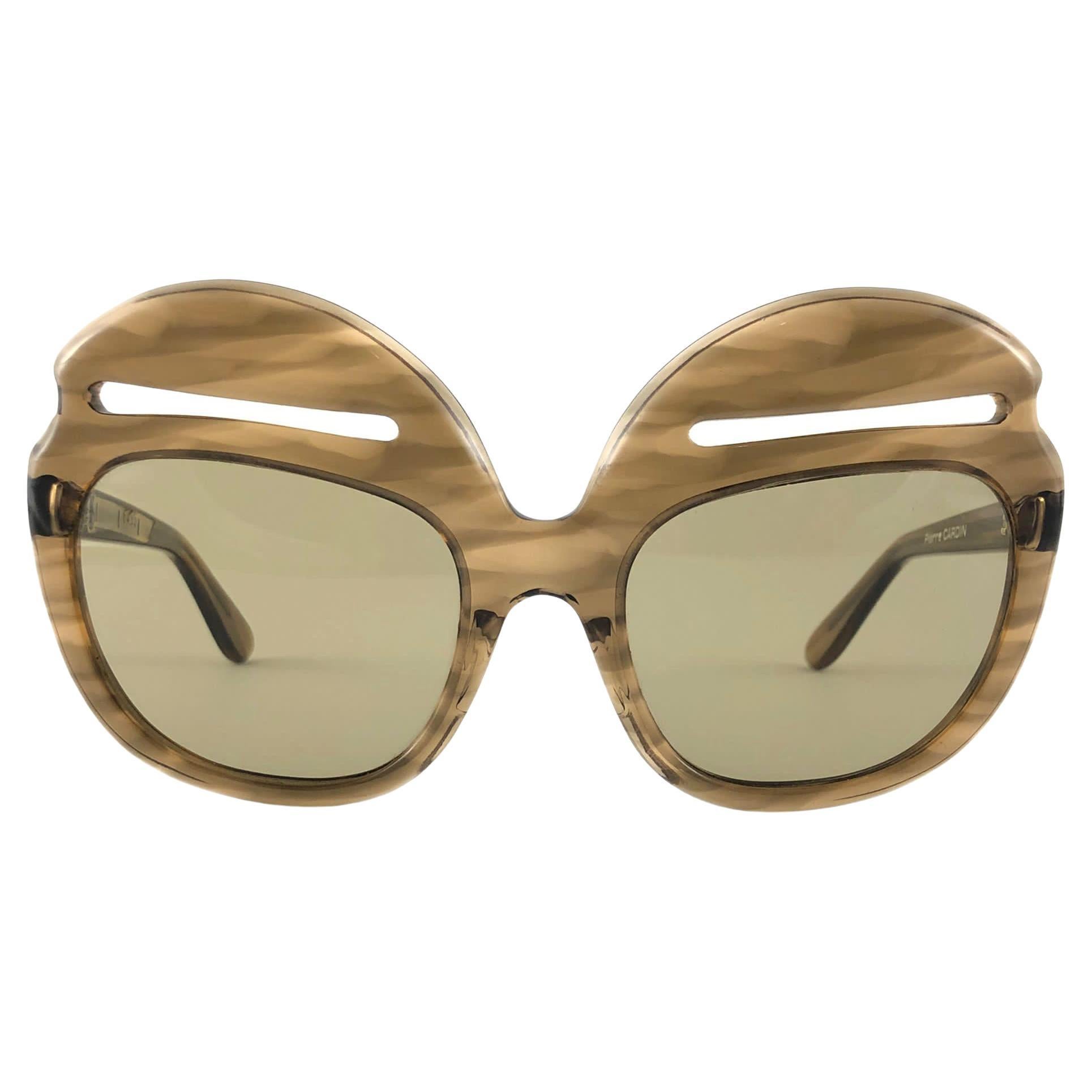 New Vintage Pierre Cardin 6496 Slits Accents Oversized Sunglasses, 1960s 