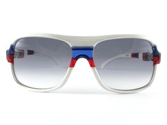New Vintage Pierre Cardin C 873 Ski White Oversized Grey Lens 1970's Sunglasses