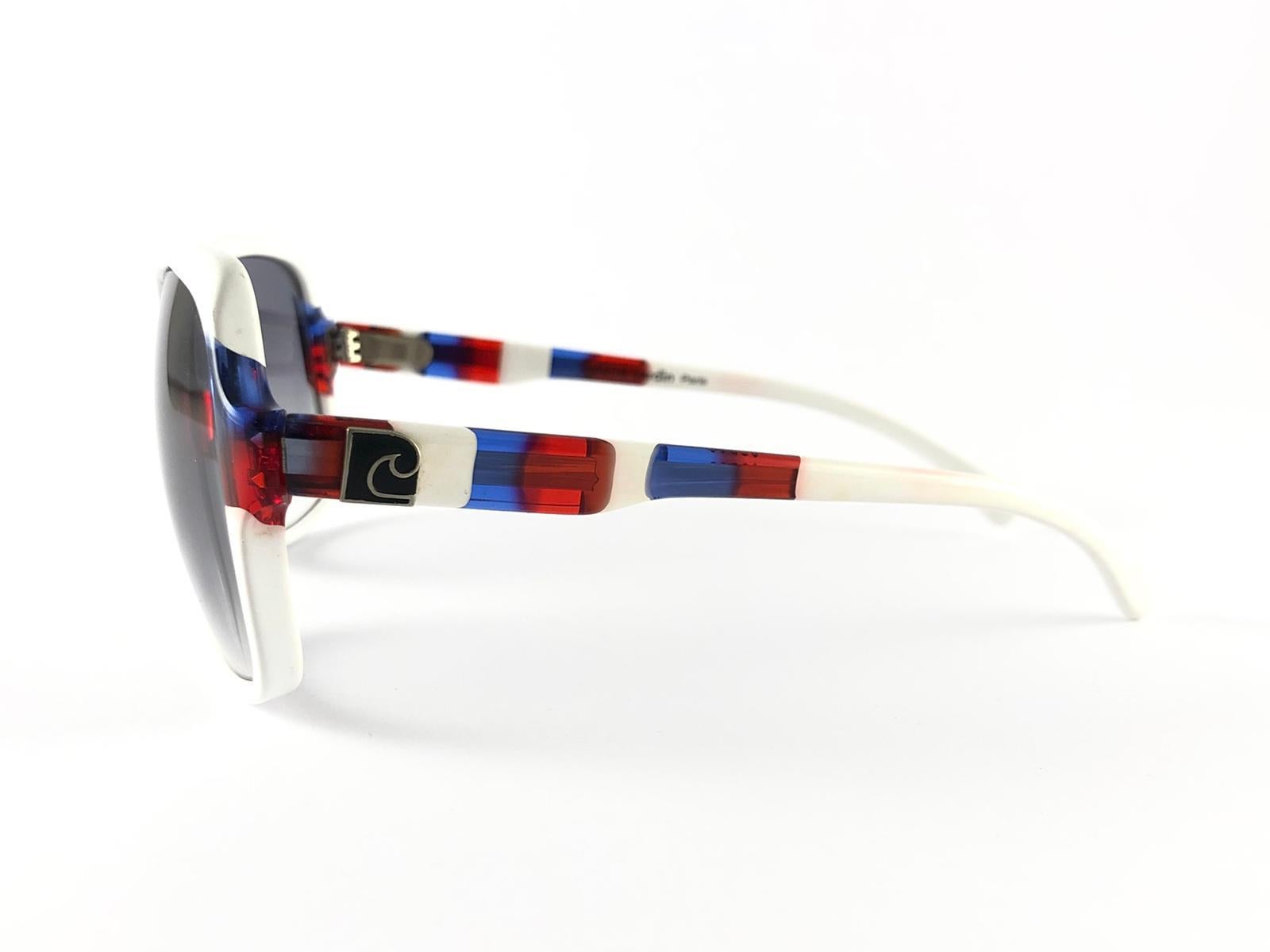 Women's or Men's New Vintage Pierre Cardin C 873 Ski White Oversized Grey Lens 1970's Sunglasses For Sale