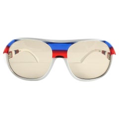 New Vintage Pierre Cardin C 874 Ski White Oversized Brown Lens 1970's Sunglasses