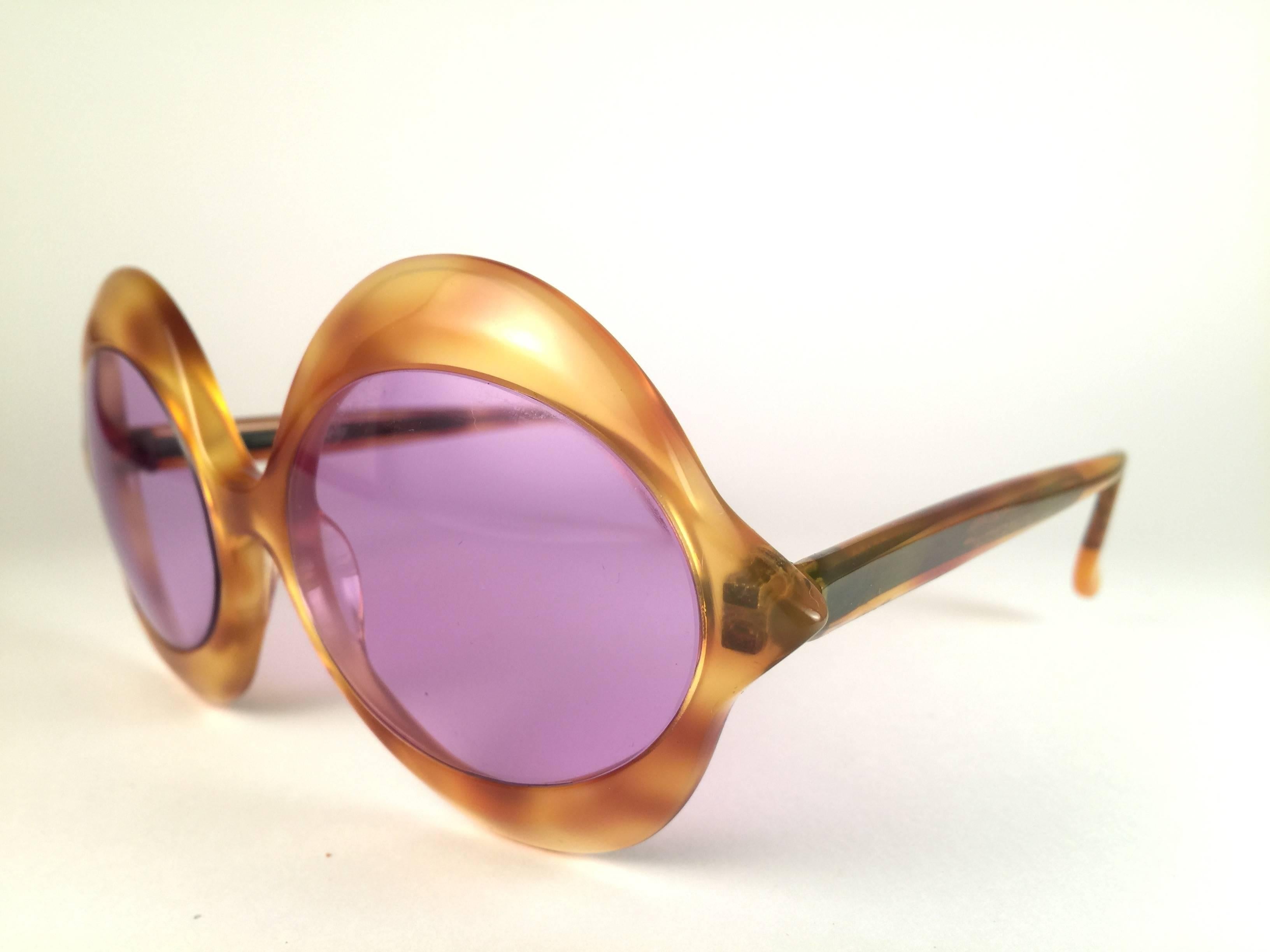 Beige New Vintage Pierre Cardin Kiss Tortoise Rose Lenses Medium 1960's Sunglasses