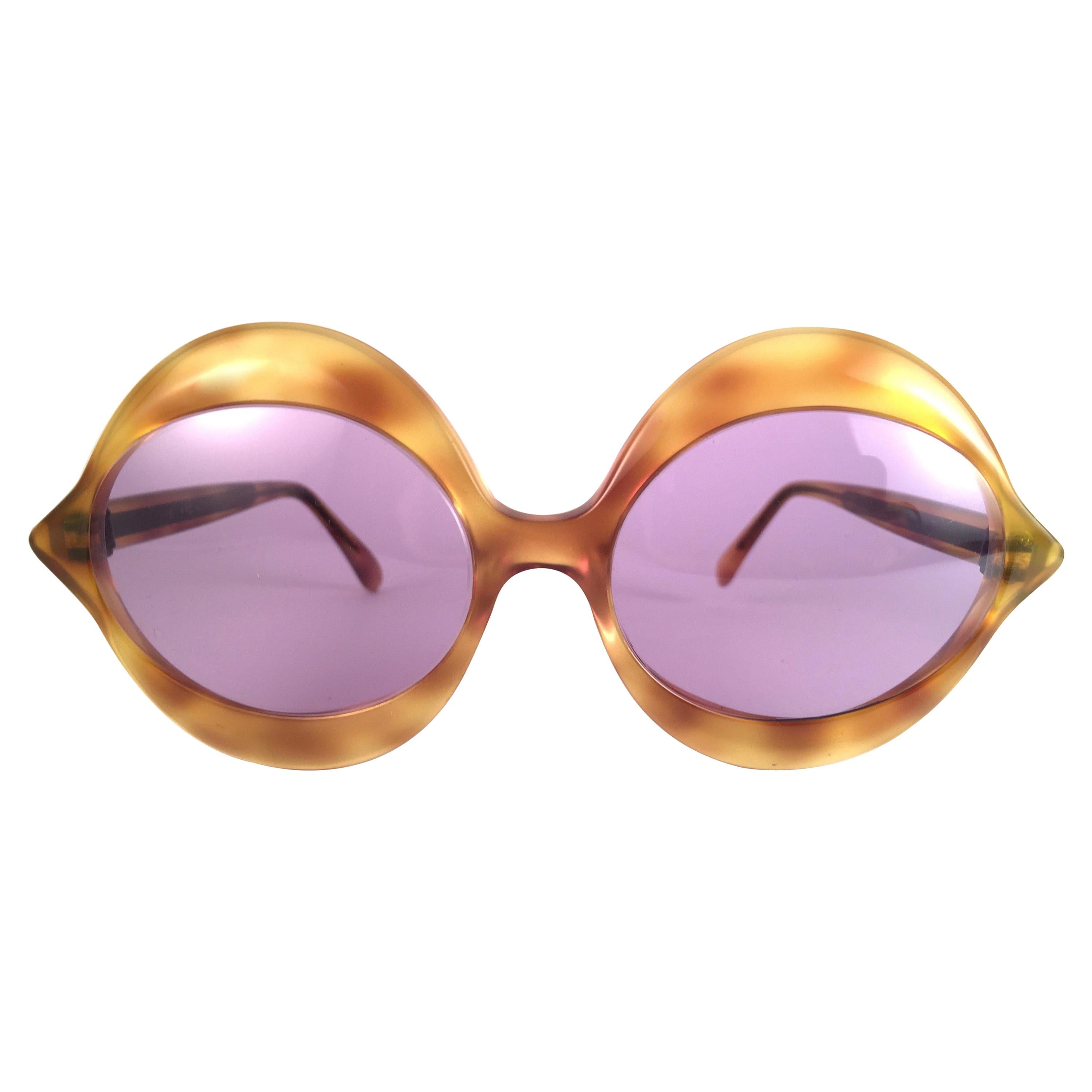 New Vintage Pierre Cardin Kiss Tortoise Rose Lenses Medium 1960's Sunglasses