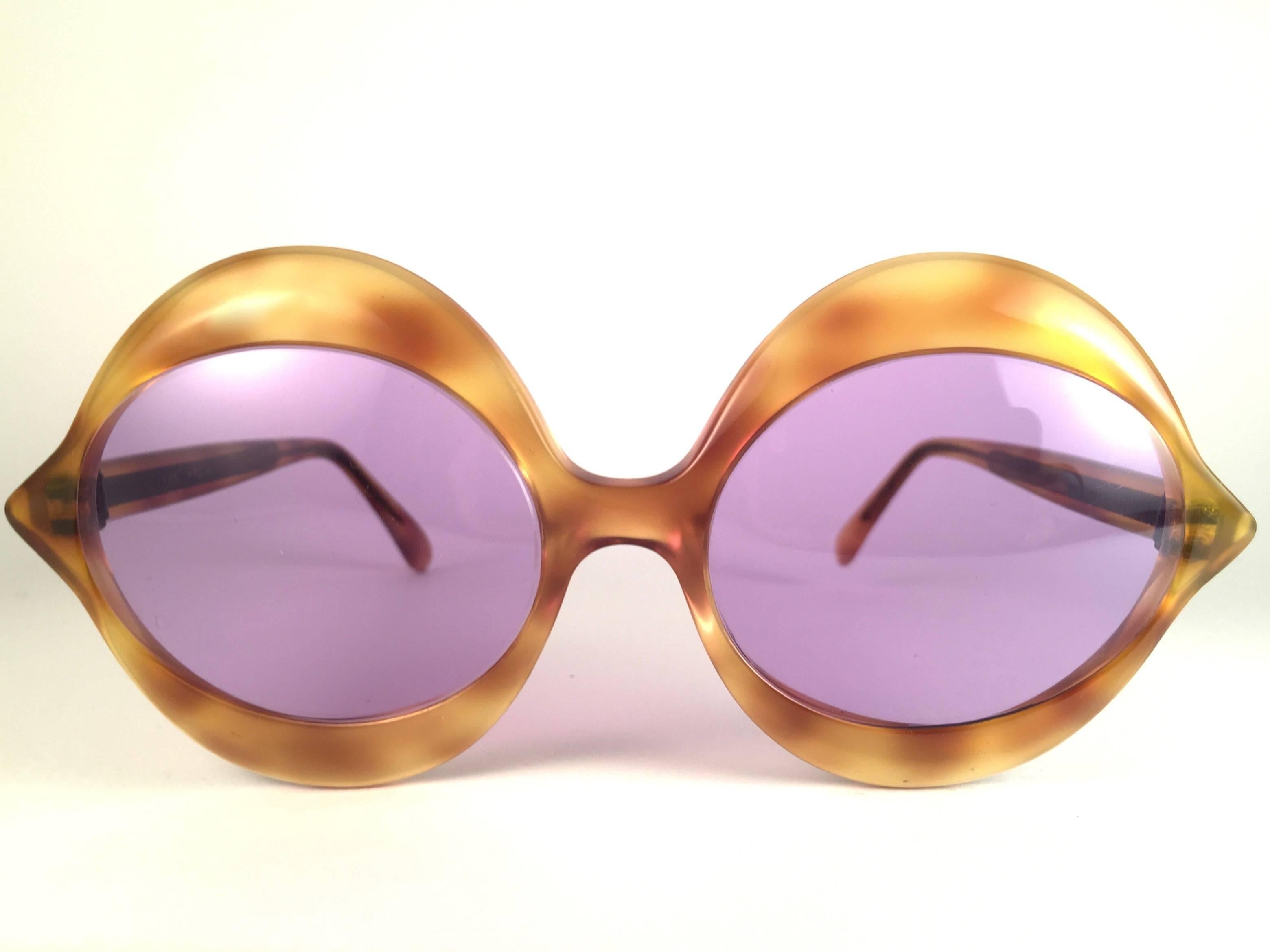 New Vintage Pierre Cardin Kiss Tortoise Rose Lenses Medium C18 1960's Sunglasses In New Condition In Baleares, Baleares