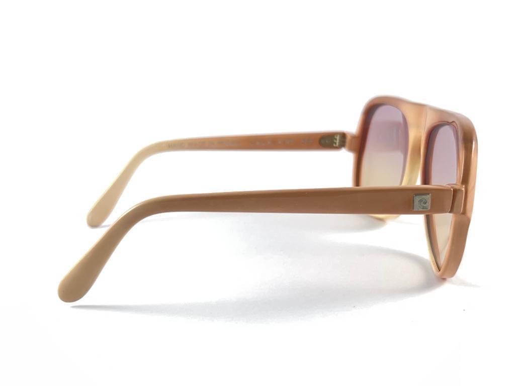 Beige New Vintage Pierre Cardin Oversized 505 CAVALAIRE Ombre Nude 1970 Sunglasses For Sale