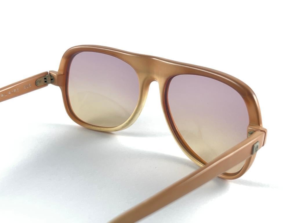 New Vintage Pierre Cardin Oversized 505 CAVALAIRE Ombre Nude 1970 Sunglasses In New Condition For Sale In Baleares, Baleares