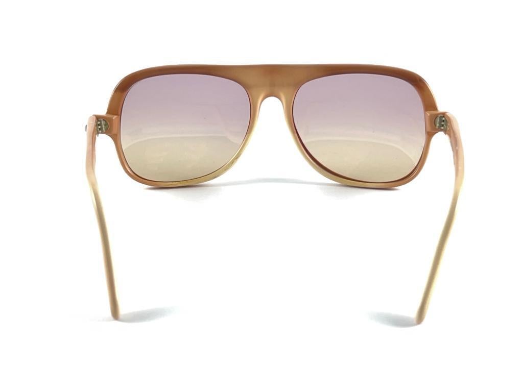 New Vintage Pierre Cardin Oversized 505 CAVALAIRE Ombre Nude 1970 Sunglasses For Sale 2