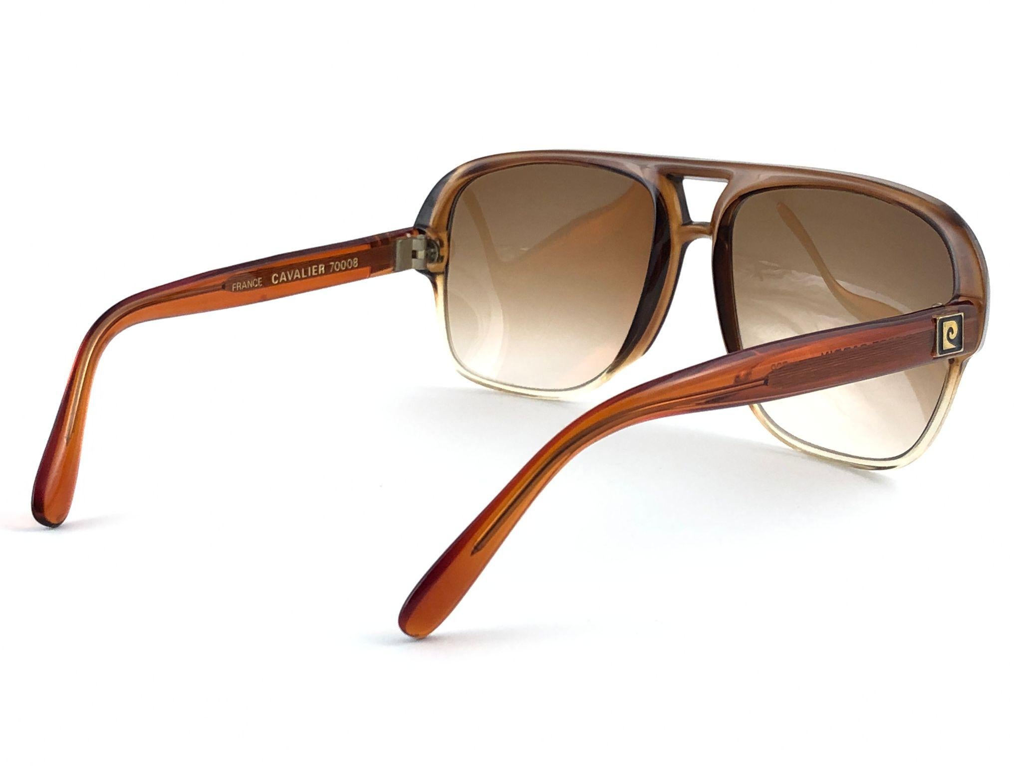 Brown New Vintage Pierre Cardin Oversized 7008 CAVALIER  1970's Sunglasses For Sale