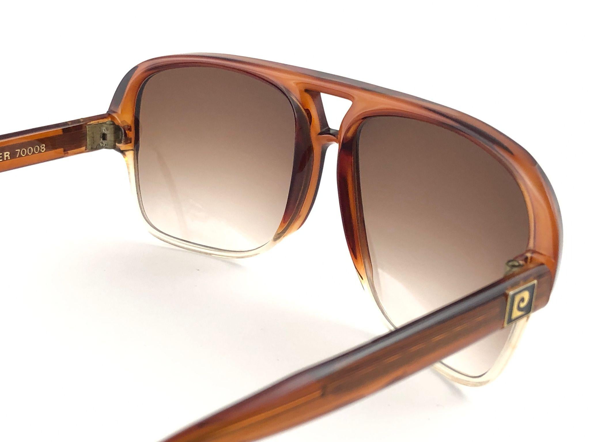 New Vintage Pierre Cardin Oversized 7008 CAVALIER Honey Tortoise 1970 Sunglasses 1