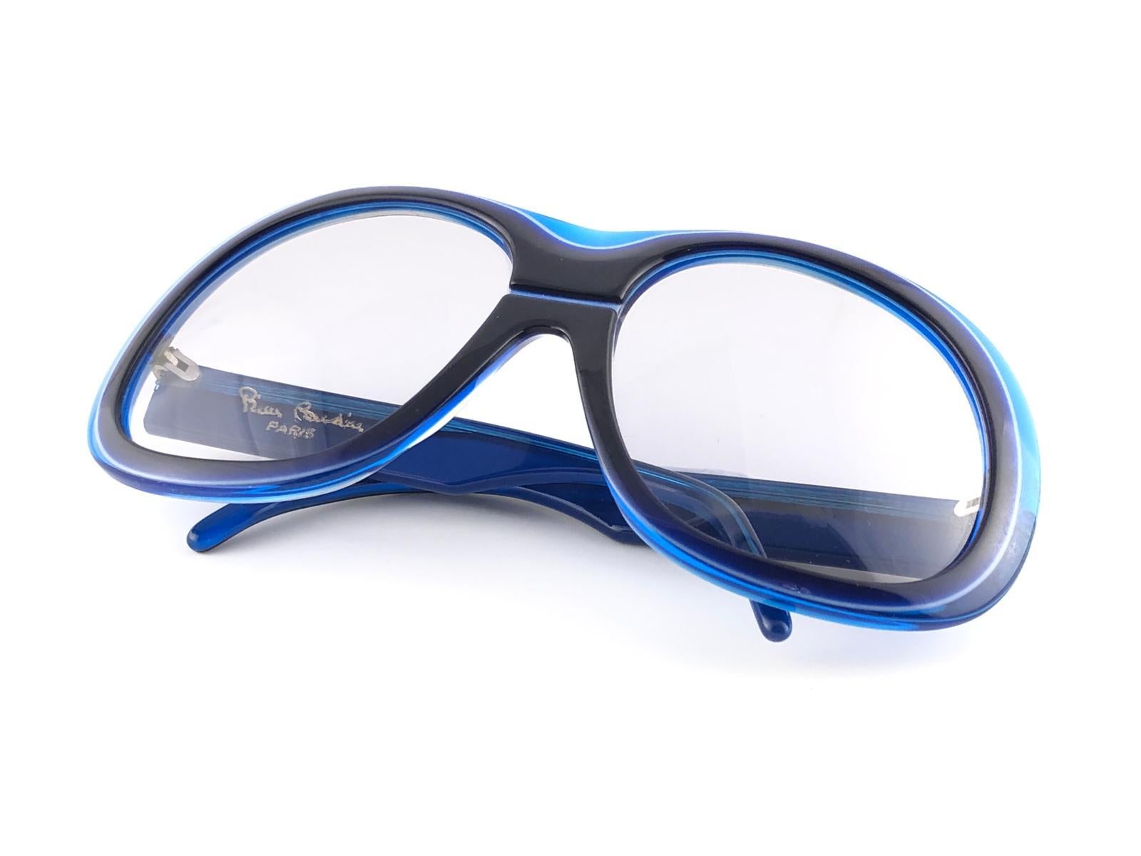 New Vintage Pierre Cardin Oversized Blue Lens 1970's Sunglasses For Sale 1