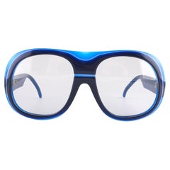 New Vintage Pierre Cardin Oversized Blue Lens 1970's Sunglasses