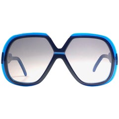 Neu Vintage Pierre Cardin Übergroße blaue Lens-Sonnenbrille in Übergröße 1970er Jahre