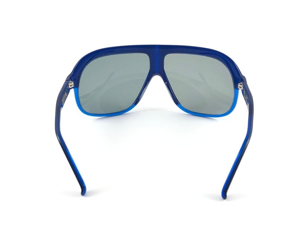 New Vintage Pierre Cardin Oversized Blue Ski Sport 1970's Sunglasses For Sale 3