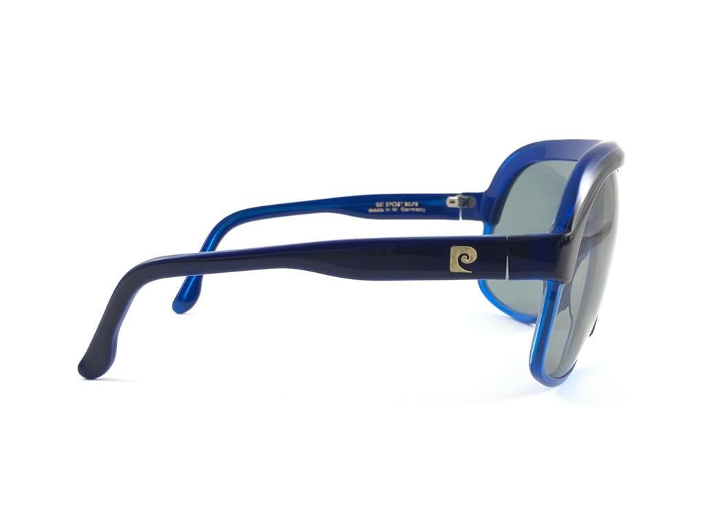 New Vintage Pierre Cardin Oversized Blue Ski Sport 1970's Sunglasses For Sale 1