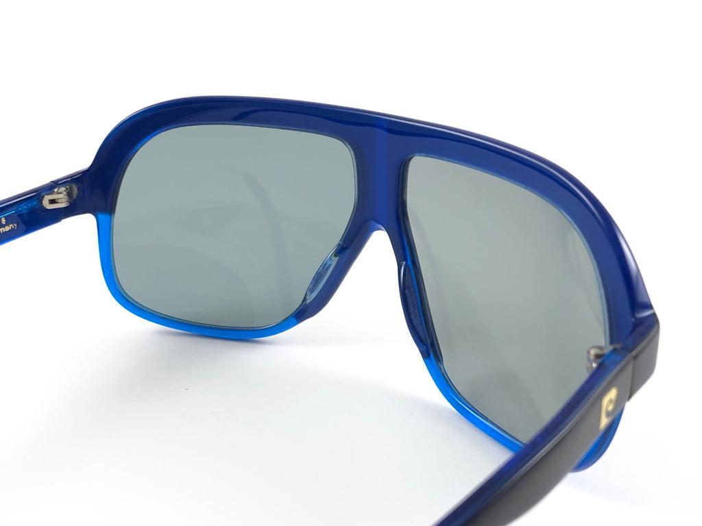 New Vintage Pierre Cardin Oversized Blue Ski Sport 1970's Sunglasses For Sale 2
