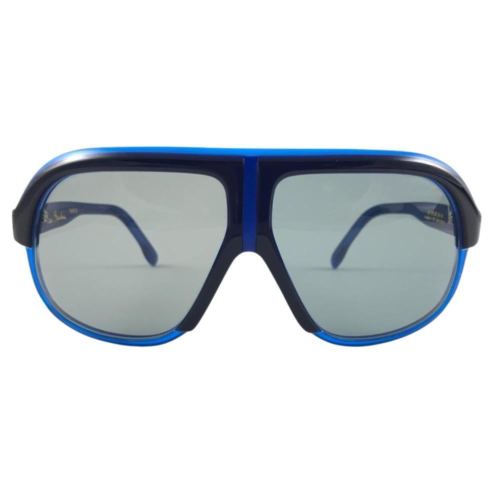 New Vintage Pierre Cardin Oversized Blue Ski Sport 1970's Sunglasses For Sale