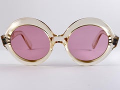New Vintage Pierre Cardin Round Translucent Rose Lenses C17 1960's Sunglasses