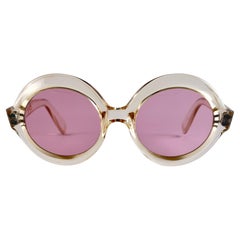 New Vintage Pierre Cardin Round Translucent Rose Lenses C17 1960's Sunglasses