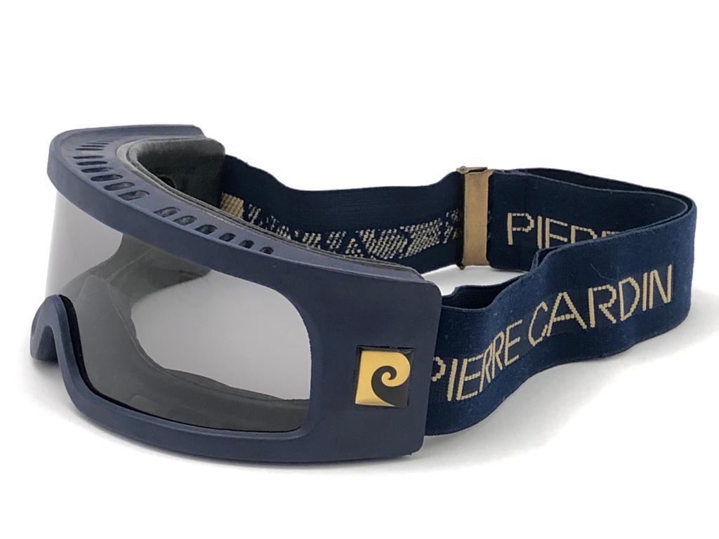 Black New Vintage Pierre Cardin Ski Haute Sports Light Grey Lens 1970's Sunglasses For Sale