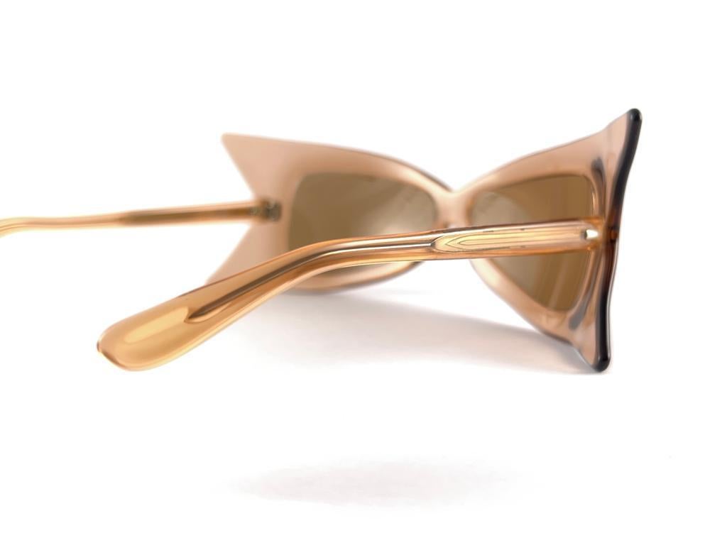 Women's New Vintage Pierre Cardin Translucent Wrap Oversized Sunglasses 1960's France For Sale