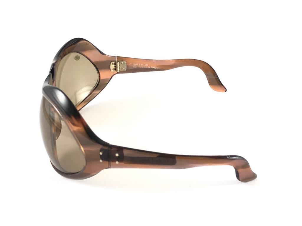 Beige New Vintage Pierre Marly Albatros Oversized Avantgarde 1960's Sunglasses For Sale