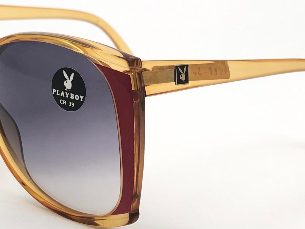New Vintage Playboy 4528  Optyl Translucent Oversized Optyl Sunglasses For Sale 1