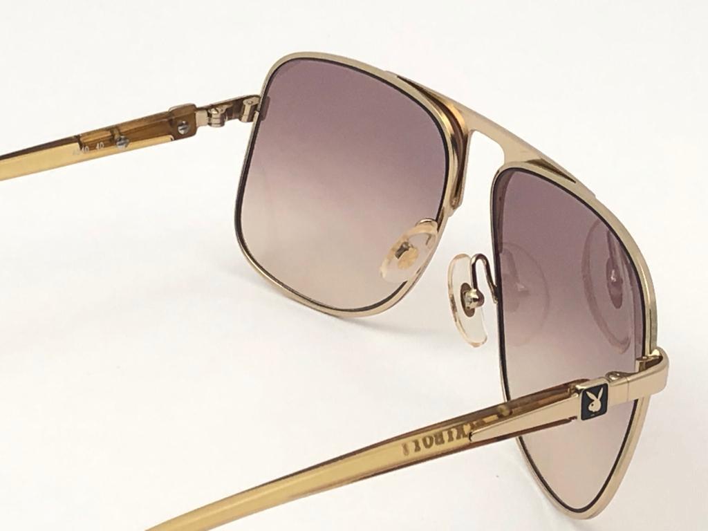 Nuovo Playboy 4540 d'epoca  Occhiali da sole Optyl dorati oversize 1