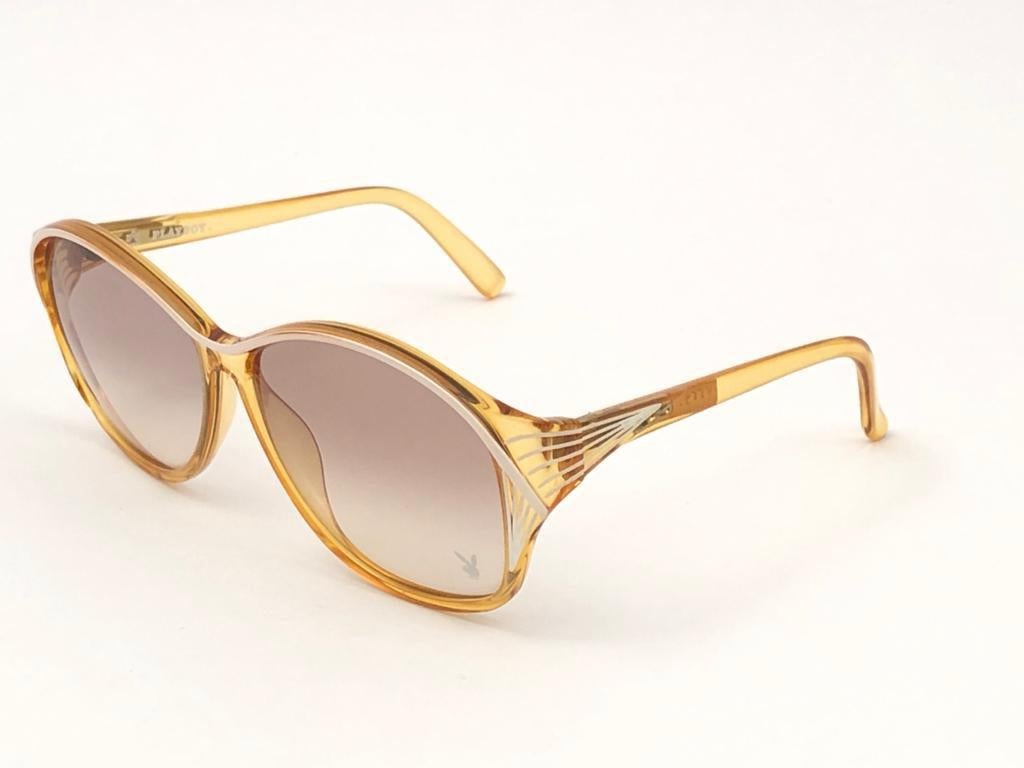 Nuovo Playboy d'epoca 4559  Occhiali da sole traslucidi Optyl Amber Made in Austria 3