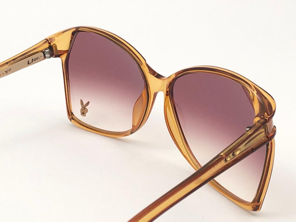 Black New Vintage Playboy 4573  Optyl Amber Translucent Sunglasses Made in Austria