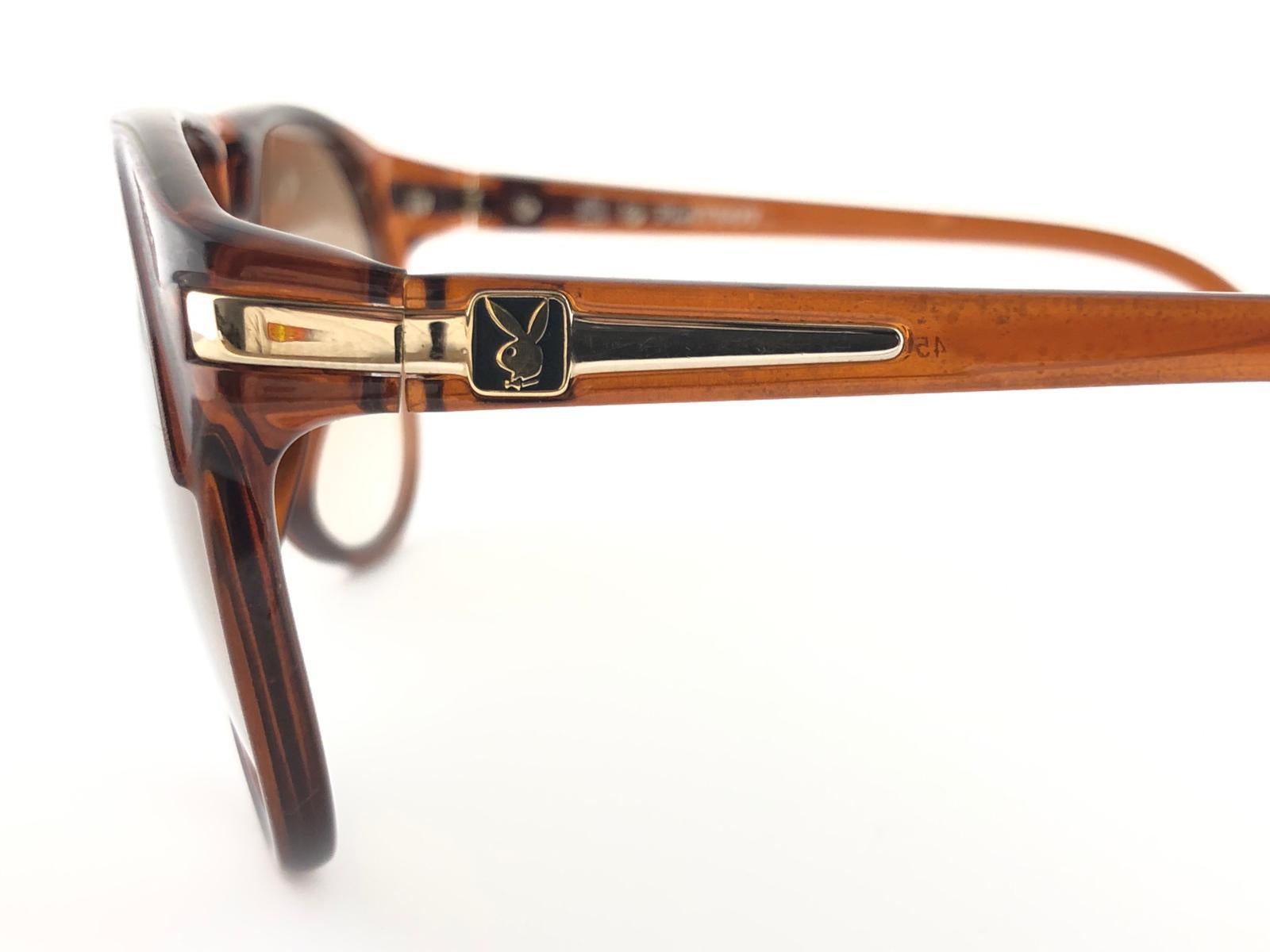 Beige New Vintage Playboy 4578 Optyl Translucent Honey Sunglasses Made in Germany For Sale