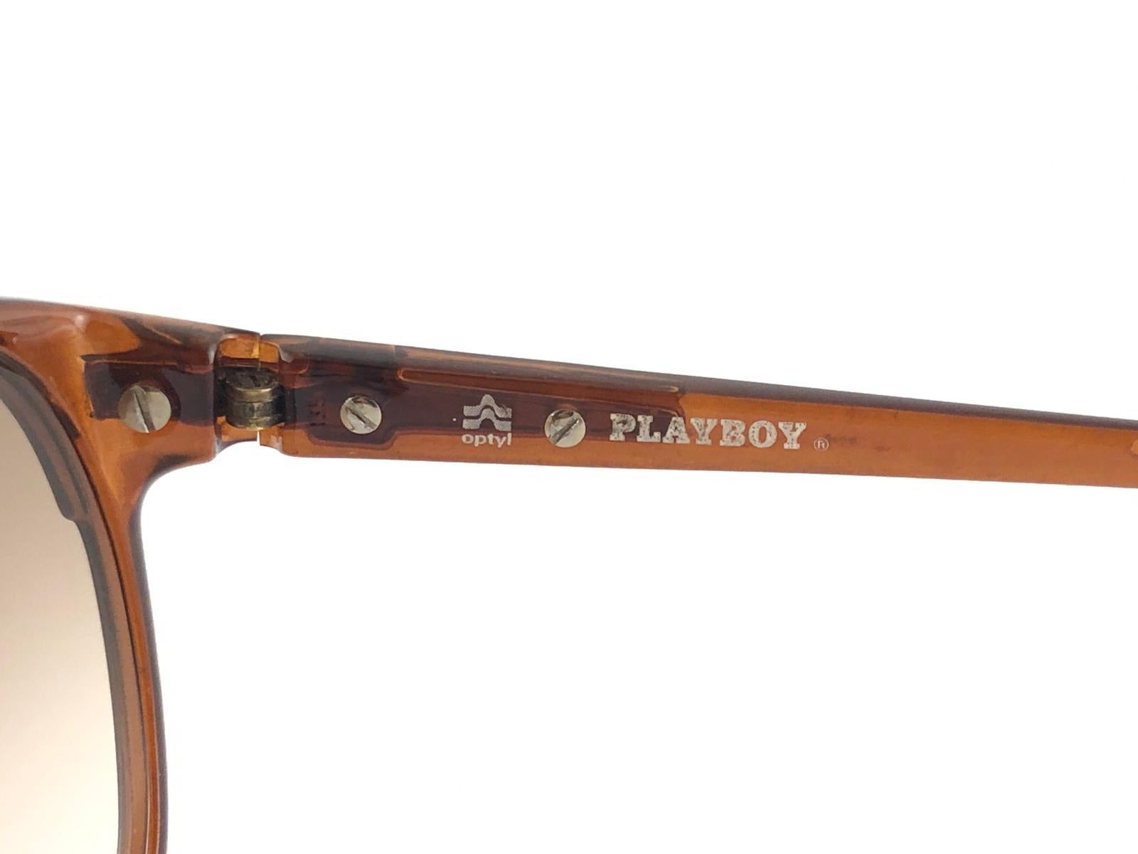 New Vintage Playboy 4578 Optyl Translucent Honey Sunglasses Made in Germany For Sale 1