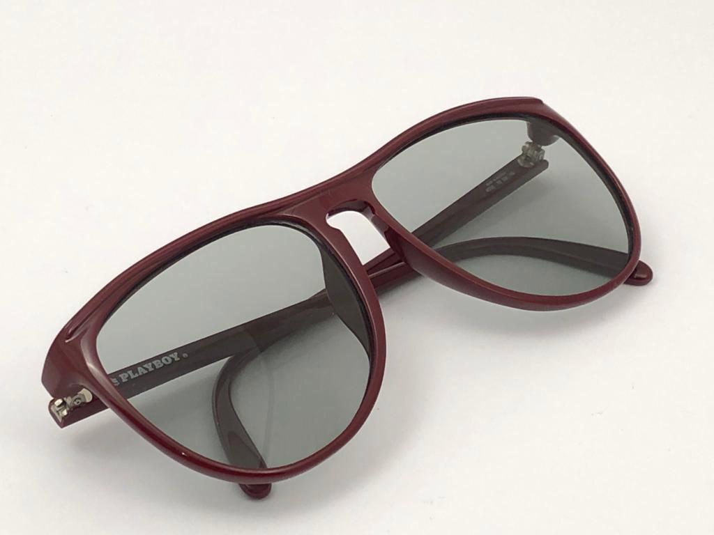 Gray New Vintage Playboy Oversized Burgundy Optyl Sunglasses Made in Austria