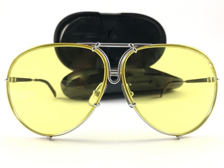 New Vintage Porsche 5623 Gold Frame Yellow Lens 1980s Large Sunglasses  Germany For Sale at 1stDibs